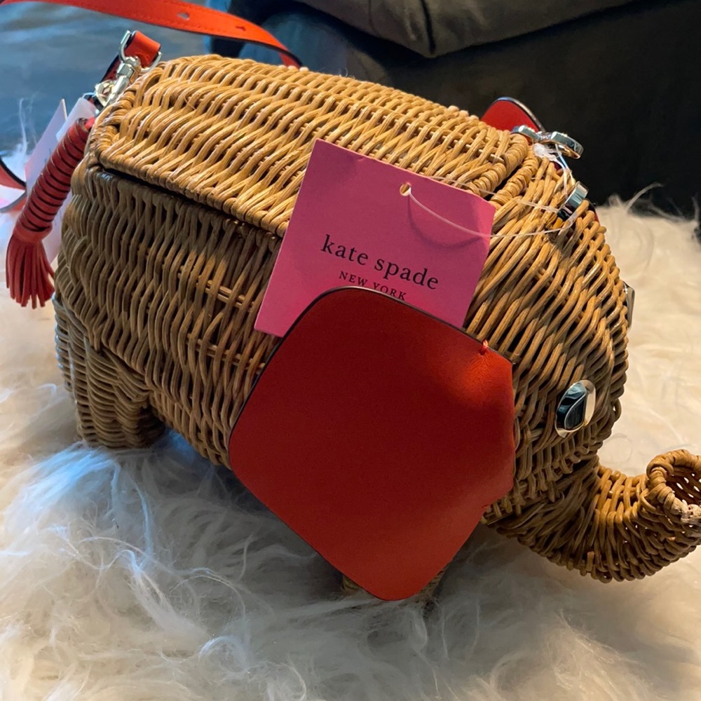 Kate Spade Red and Brown Crossbody Bag Elegant Woven Style